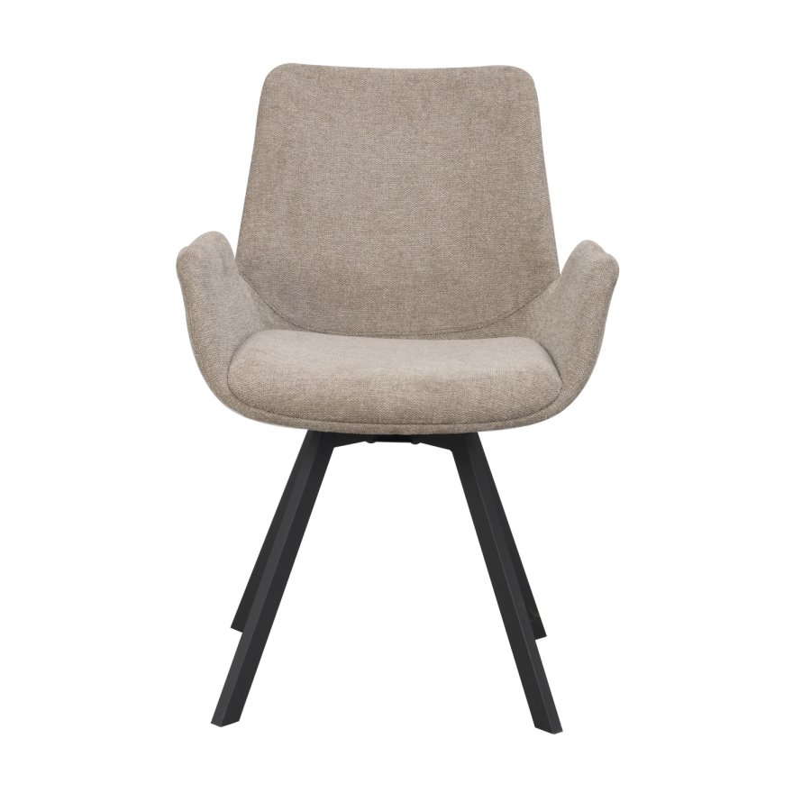 ROWICO Norwell drejestol, m. armln - beige stof og sort metal