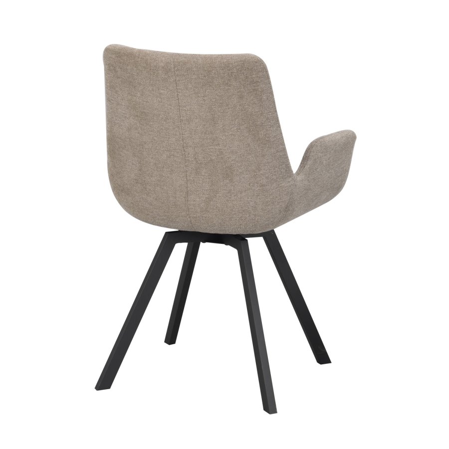 ROWICO Norwell drejestol, m. armln - beige stof og sort metal