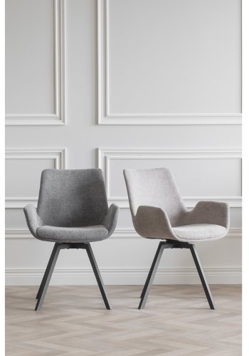 ROWICO Norwell drejestol, m. armln - beige stof og sort metal