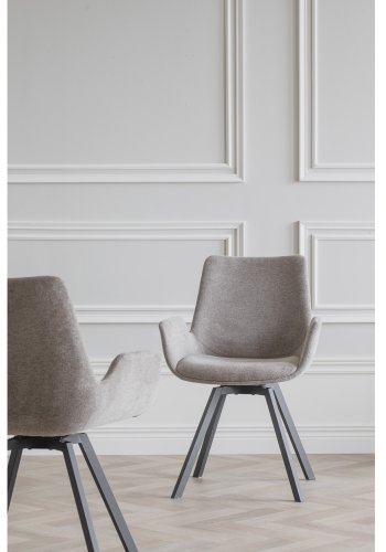 ROWICO Norwell drejestol, m. armln - beige stof og sort metal