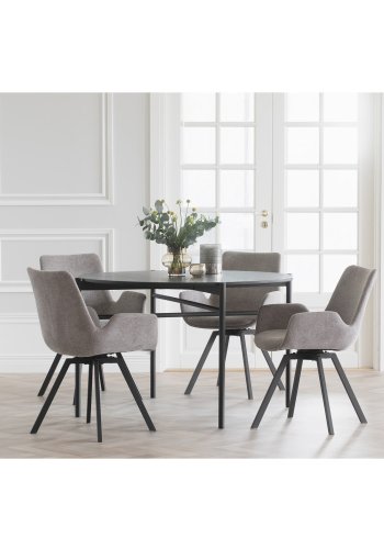 ROWICO Norwell drejestol, m. armln - beige stof og sort metal