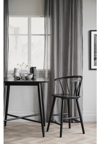 ROWICO Lotta Stehtisch, quadratisch - schwarzes Eschenfurnier und Gummibaumholz (90x90)