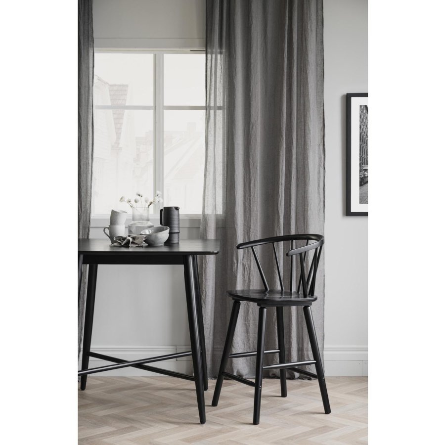 ROWICO Lotta Stehtisch, quadratisch - schwarzes Eschenfurnier und Gummibaumholz (90x90)