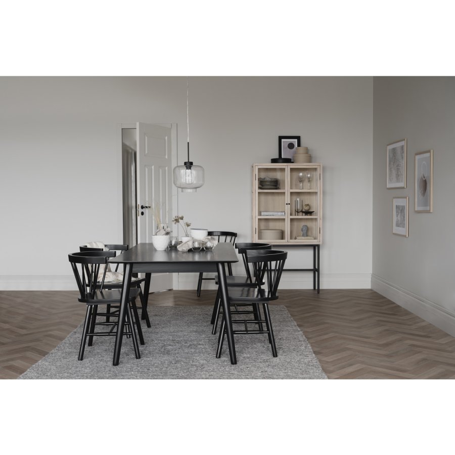 ROWICO Lotta spisebord - svart ask finer og gummitre (180x90)