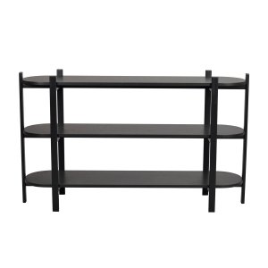 ROWICO Tolsona Konsollbord, med 2 Hyllplan - Svart Ekfanér och Ek (140 x 39 cm)