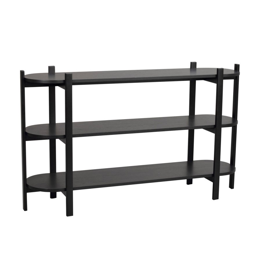 ROWICO Tolsona konsollbord, m. 2 hyller - svart eikefiner og eik (140x39)