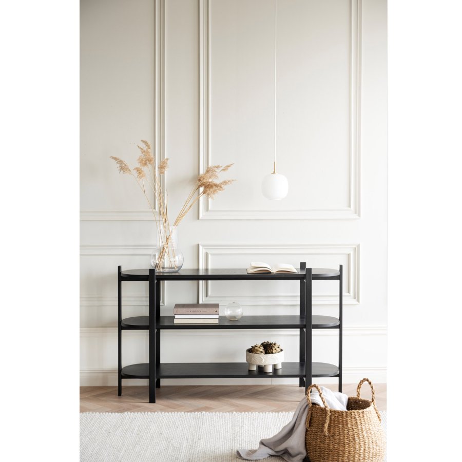 ROWICO Tolsona konsollbord, m. 2 hyller - svart eikefiner og eik (140x39)