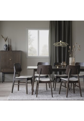 ROWICO Nagano spisebordsstol - beige stof og brun egefiner/egetr