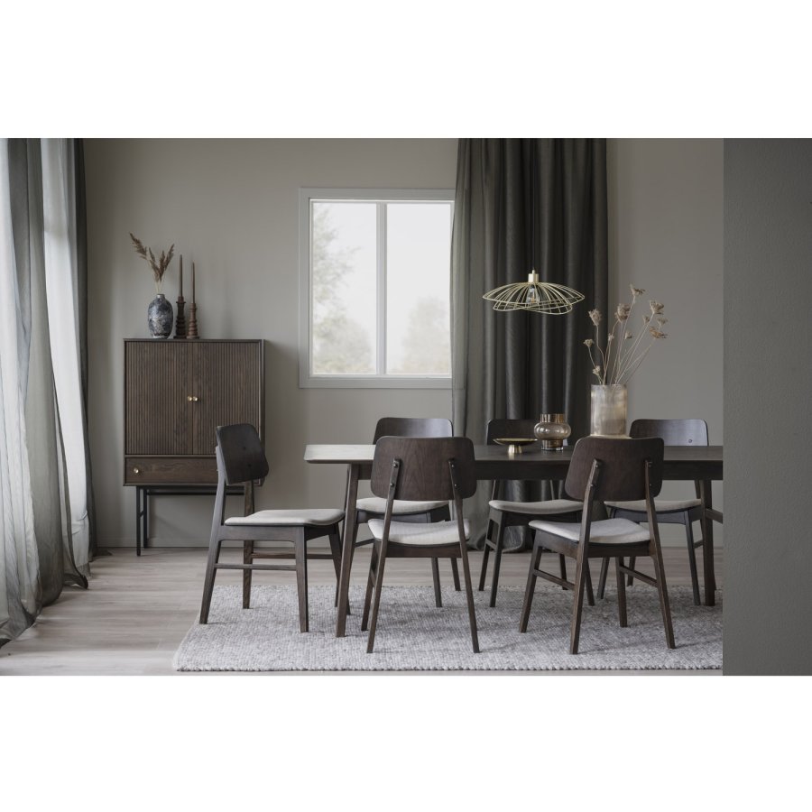 ROWICO Nagano spisebordsstol - beige stof og brun egefiner/egetr