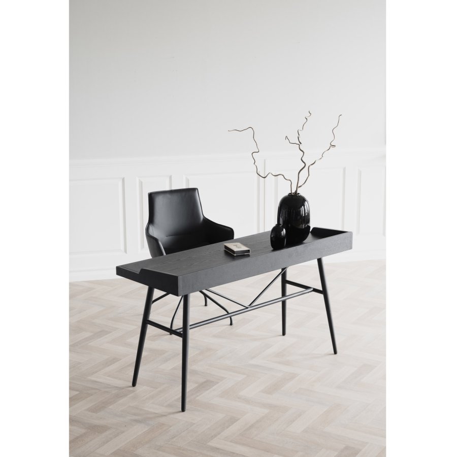 ROWICO Springdale skrivebord - svart ask finer og svart metall (140x55)
