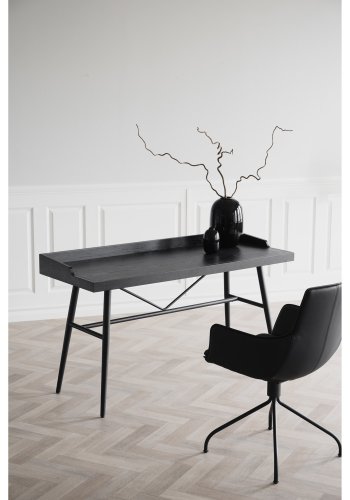 ROWICO Springdale skrivebord - svart ask finer og svart metall (140x55)