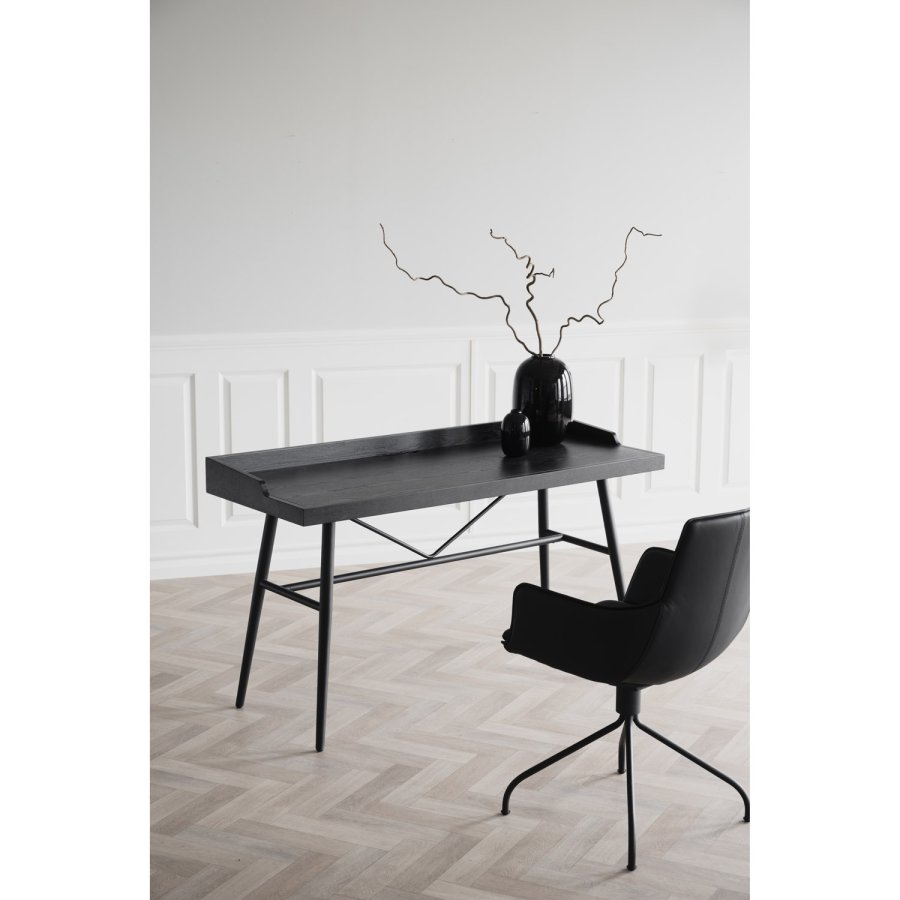 ROWICO Springdale skrivebord - svart ask finer og svart metall (140x55)