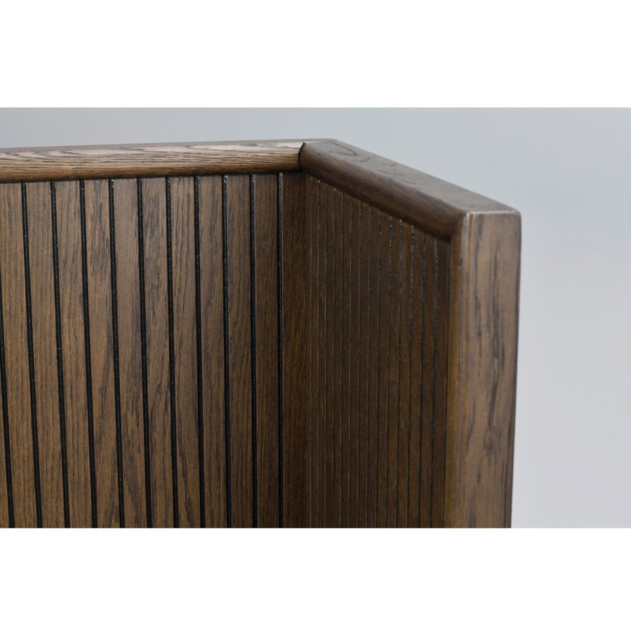 ROWICO Redmond sengegavl, m. 4 hylder - brun egefinér/eg og metal (B:230)