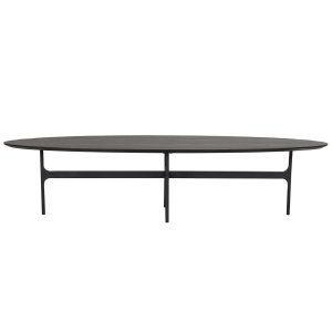 ROWICO Colton Soffbord, Ovalt - Svart Askfanér och Svart Metall (180 x 50 cm)