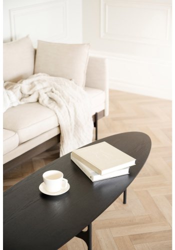 ROWICO Colton salongbord, ovalt - svart ask finer og svart metall (180x50)