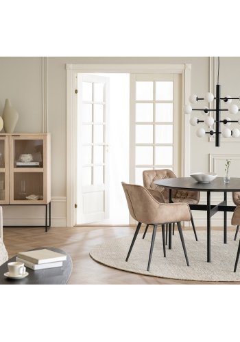 ROWICO Colton salongbord, ovalt - svart ask finer og svart metall (180x50)