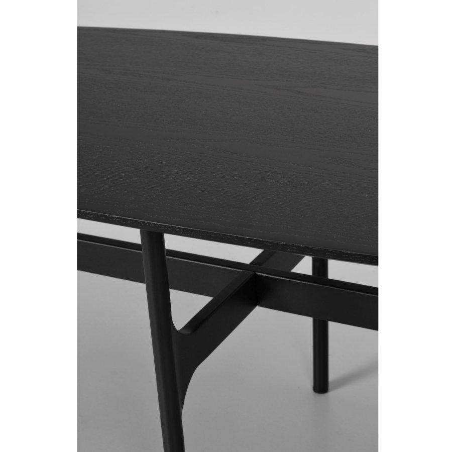 ROWICO Colton salongbord, ovalt - svart ask finer og svart metall (180x50)