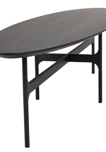 ROWICO Colton salongbord, ovalt - svart ask finer og svart metall (180x50)