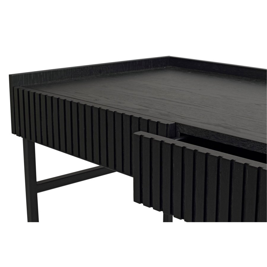 ROWICO Halifax skrivebord, m. 2 skuffer - svart eikefiner, eik og metall (120x61)