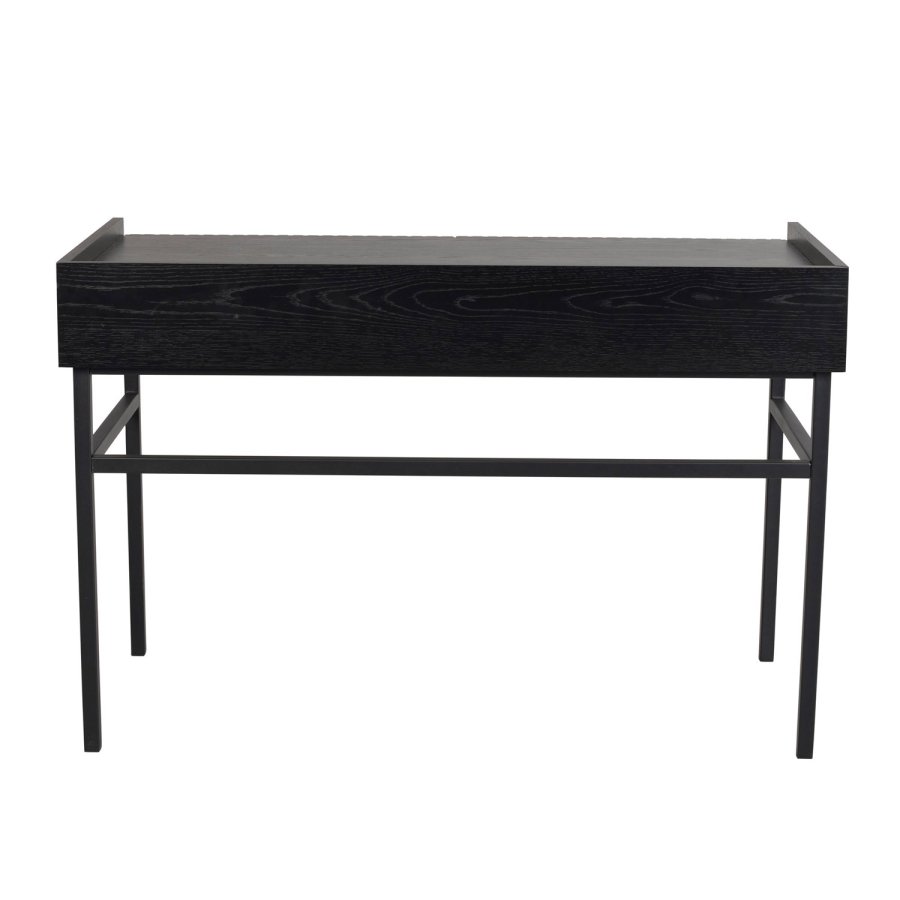 ROWICO Halifax skrivebord, m. 2 skuffer - svart eikefiner, eik og metall (120x61)