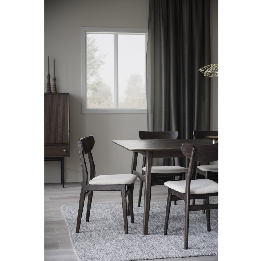 ROWICO Rodham spisebordsstol - beige stof og brun egetr