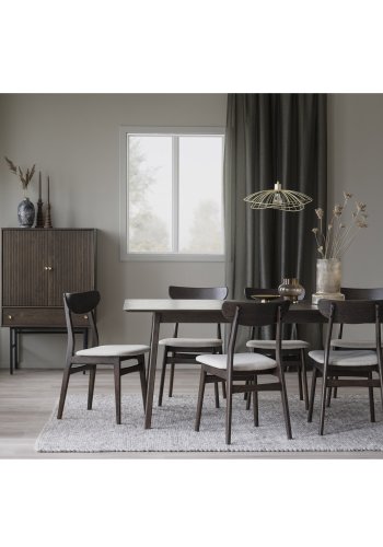 ROWICO Nagano spisebord, med uttrekk - brun eikefiner og eik (205x95)