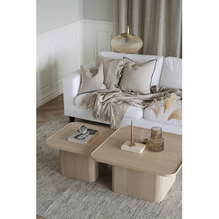 ROWICO Sullivan sofabord, kvadratisk - hvidpigmenteret egetrsfiner og egetr (60x60)