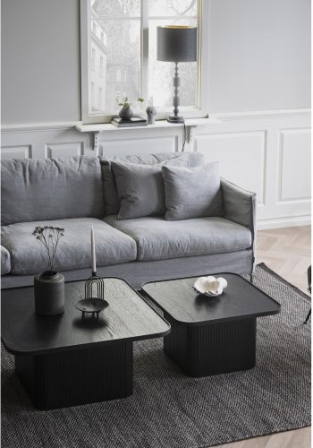 ROWICO Sullivan sofabord, kvadratisk - sort egetrsfiner og egetr (60x60)