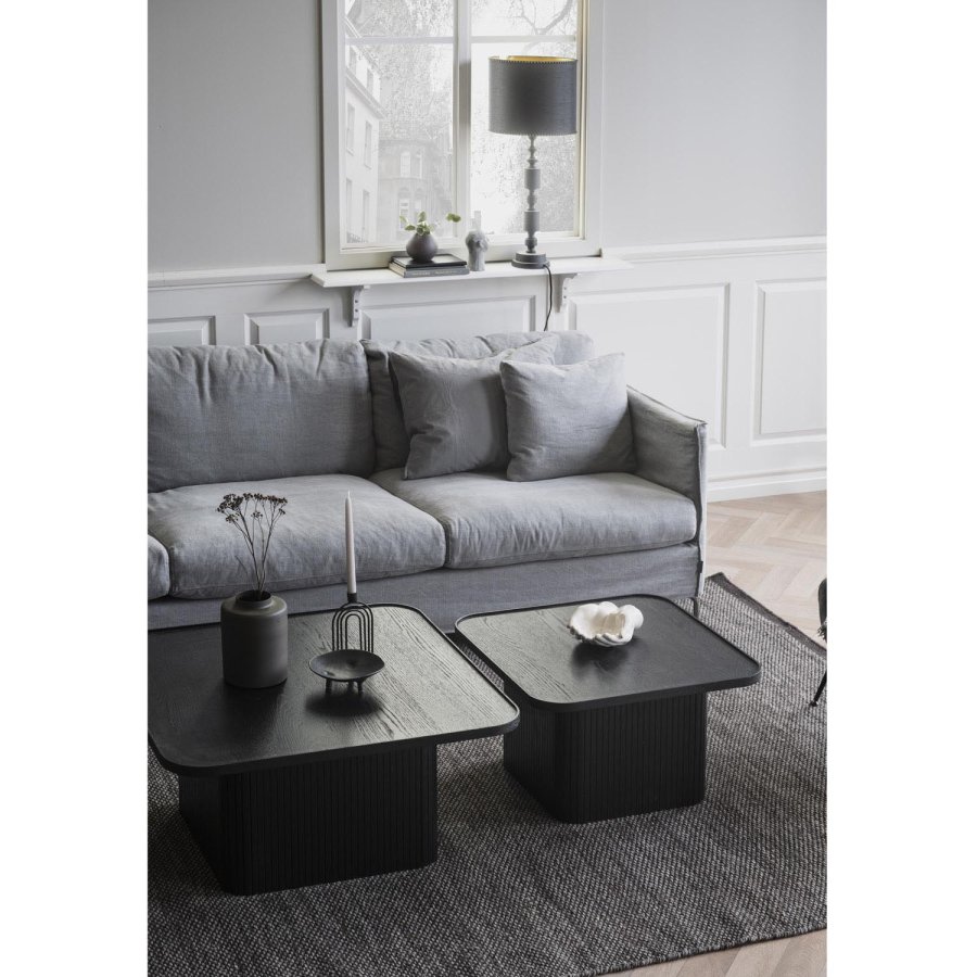 ROWICO Sullivan sofabord, kvadratisk - sort egetrsfiner og egetr (60x60)