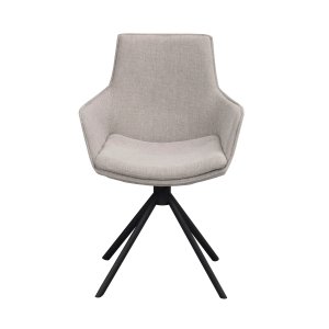 ROWICO Lowell spisebordsstol, m. armln og drejefod - gr polypropylen og sort metal