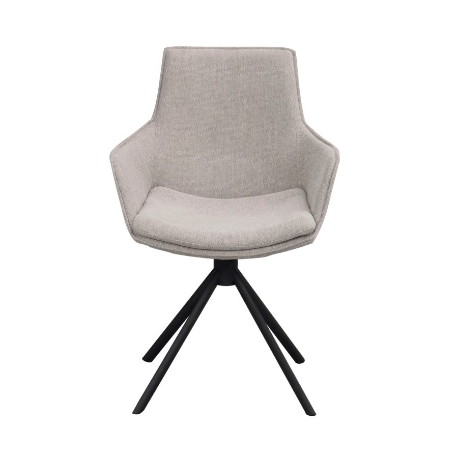 ROWICO Lowell spisebordsstol, med armlener og dreibar sokkel - gr polypropylen og svart metall