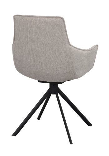 ROWICO Lowell spisebordsstol, med armlener og dreibar sokkel - gr polypropylen og svart metall