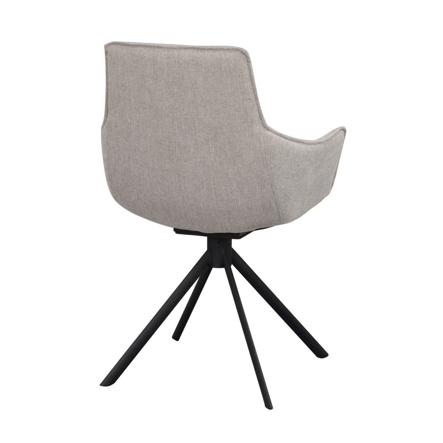 ROWICO Lowell spisebordsstol, med armlener og dreibar sokkel - gr polypropylen og svart metall