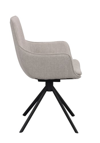 ROWICO Lowell spisebordsstol, med armlener og dreibar sokkel - gr polypropylen og svart metall