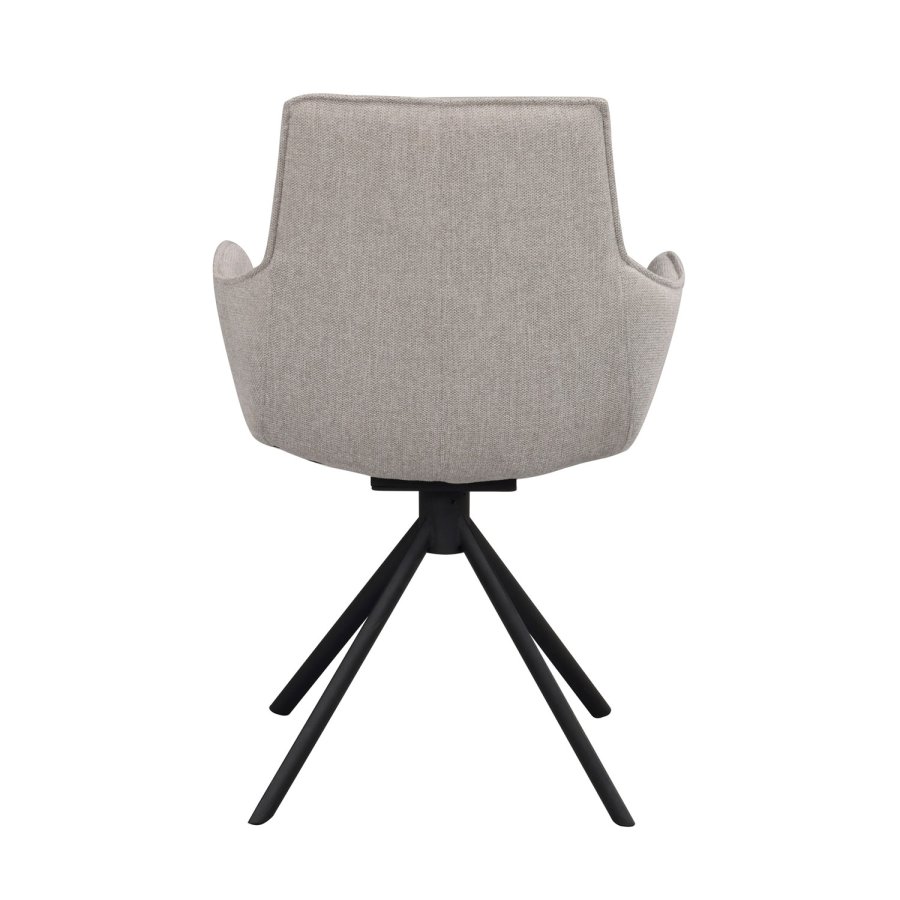 ROWICO Lowell spisebordsstol, med armlener og dreibar sokkel - gr polypropylen og svart metall