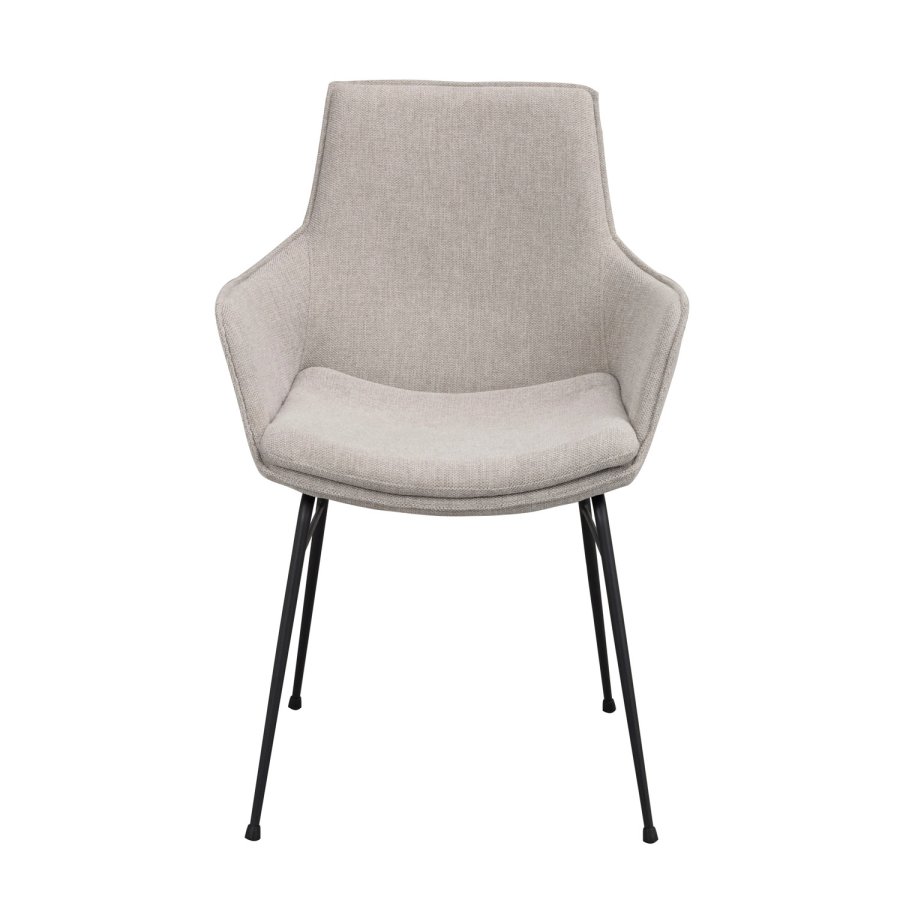 ROWICO Lowell spisebordstol, med armlener - gr polypropylen og sort metall