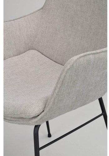 ROWICO Lowell spisebordstol, med armlener - gr polypropylen og sort metall