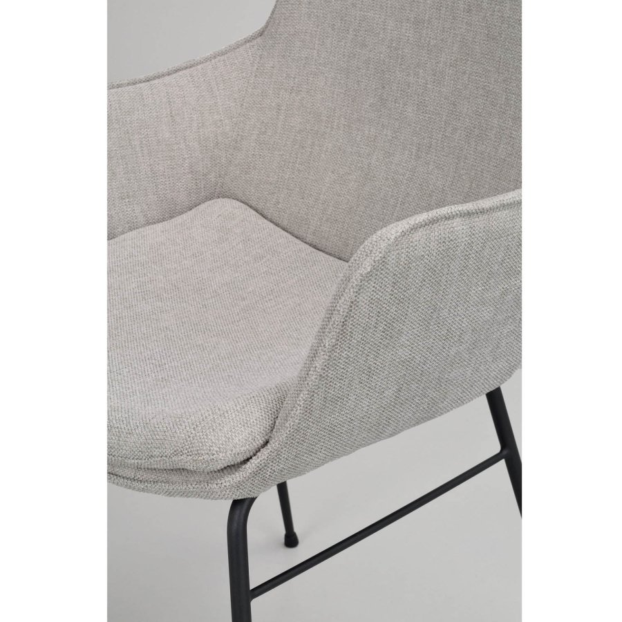 ROWICO Lowell spisebordstol, med armlener - gr polypropylen og sort metall