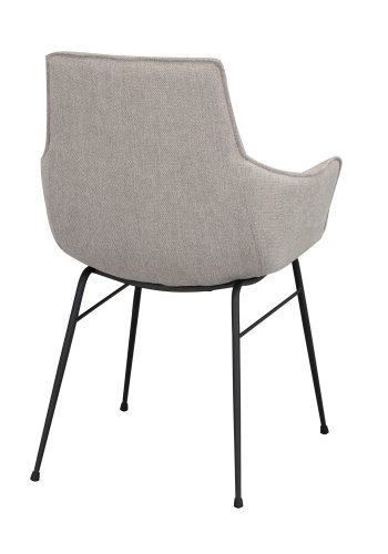 ROWICO Lowell spisebordstol, med armlener - gr polypropylen og sort metall