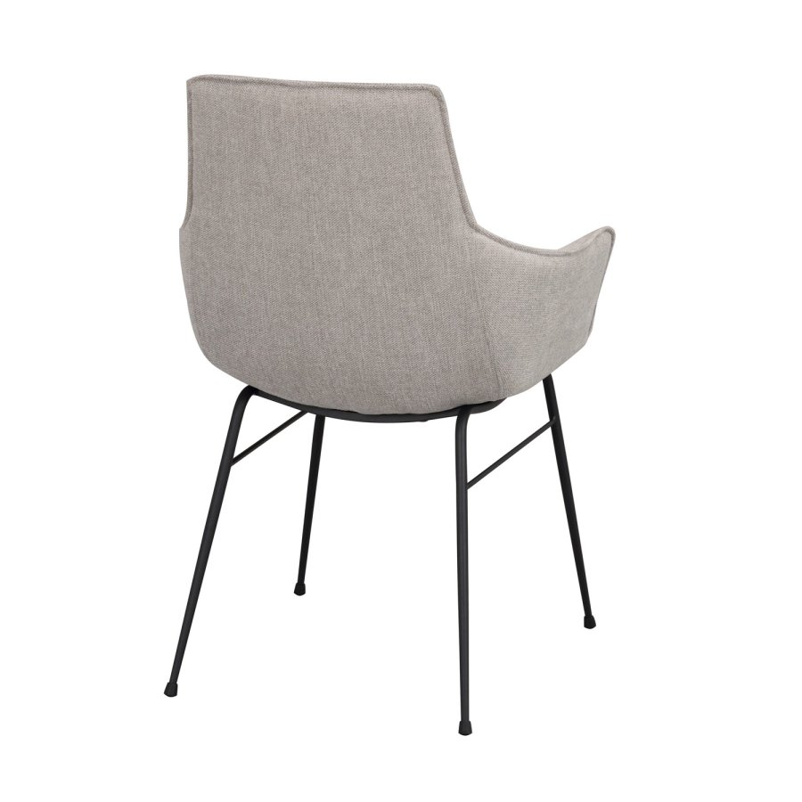 ROWICO Lowell spisebordstol, med armlener - gr polypropylen og sort metall