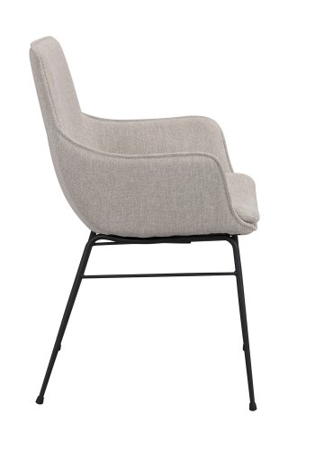 ROWICO Lowell spisebordstol, med armlener - gr polypropylen og sort metall