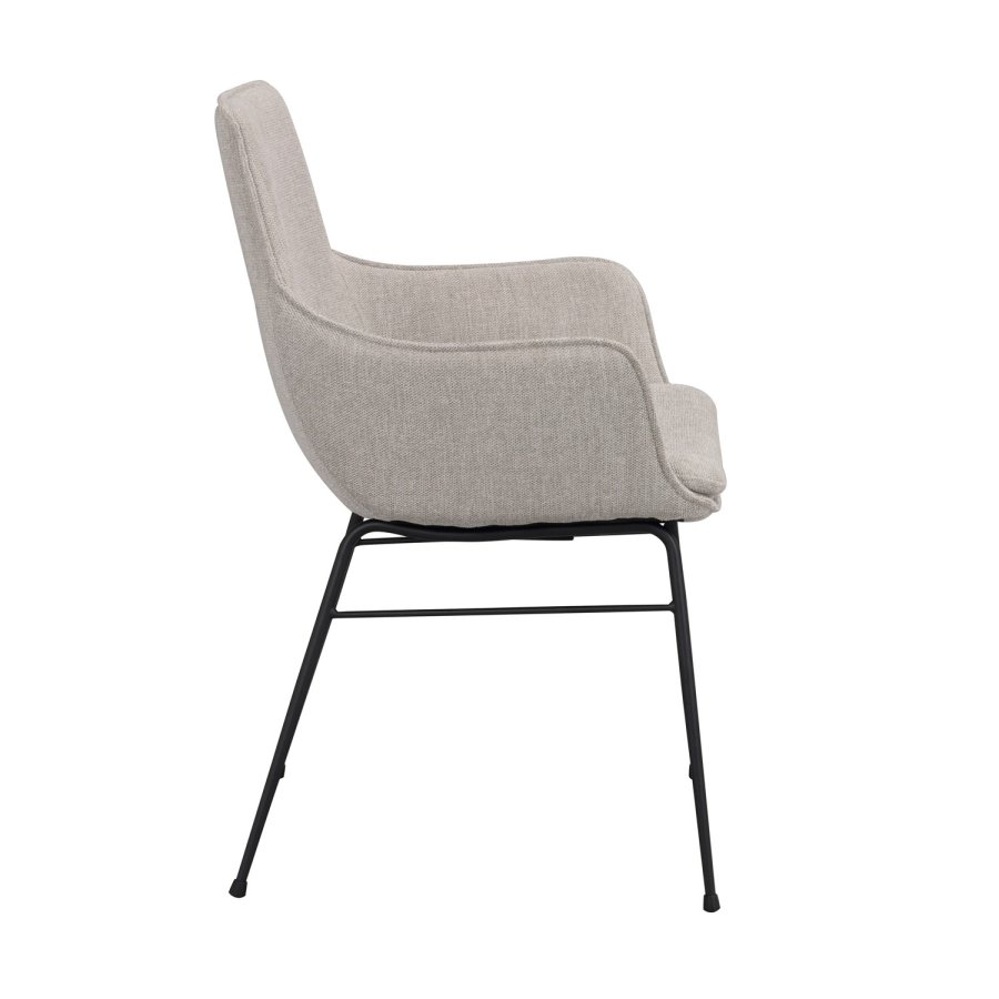 ROWICO Lowell spisebordstol, med armlener - gr polypropylen og sort metall