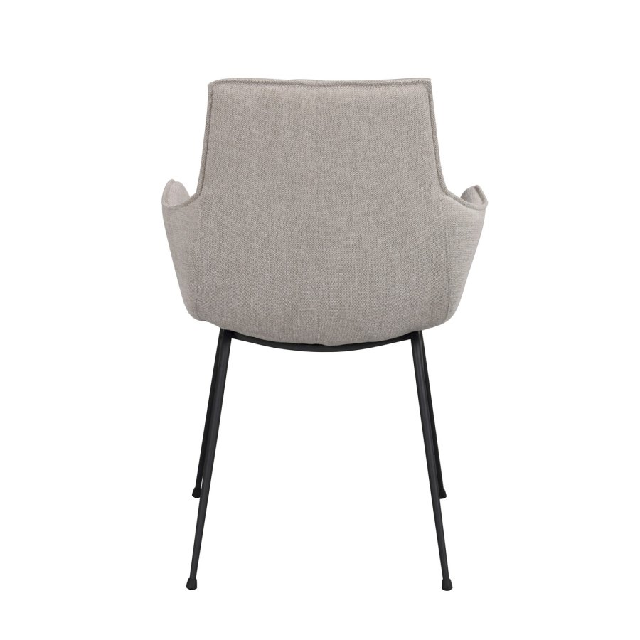 ROWICO Lowell spisebordstol, med armlener - gr polypropylen og sort metall