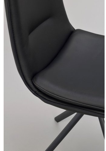 ROWICO Lowell spisebordsstol, med dreibar sokkel - svart skinn og sort metall