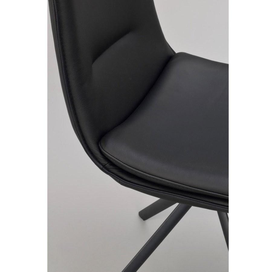 ROWICO Lowell spisebordsstol, med dreibar sokkel - svart skinn og sort metall