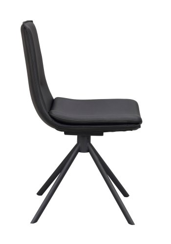 ROWICO Lowell spisebordsstol, med dreibar sokkel - svart skinn og sort metall