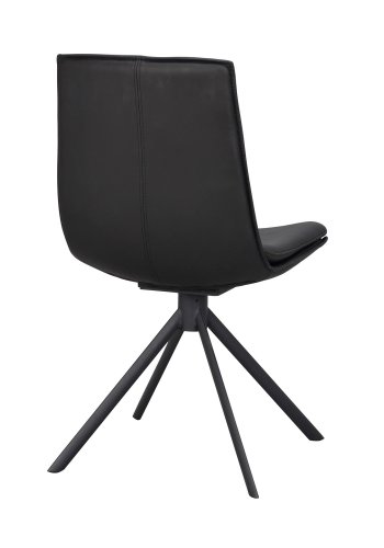 ROWICO Lowell spisebordsstol, med dreibar sokkel - svart skinn og sort metall
