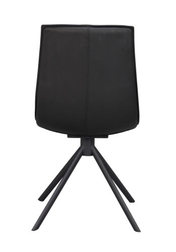 ROWICO Lowell spisebordsstol, med dreibar sokkel - svart skinn og sort metall