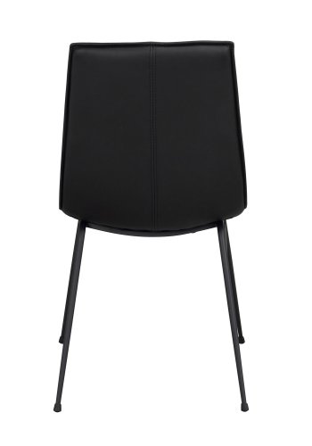 ROWICO Lowell spisebordsstol - svart skinn og svart metall