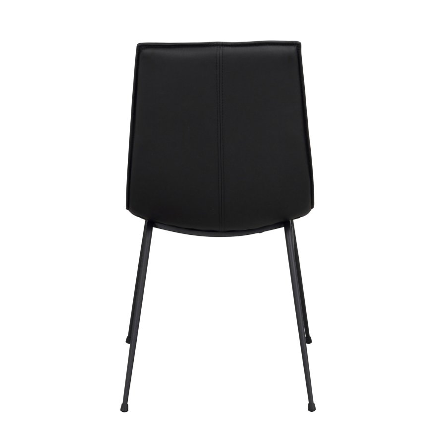 ROWICO Lowell spisebordsstol - svart skinn og svart metall